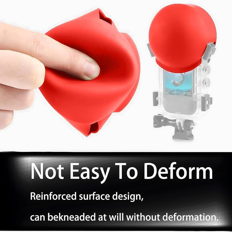 Sruim Lens Guard for Insta360 ONE X3 Invisible Dive Housing Case, Silicone Protective Cover, Lens Protector Case Accessories (Red) - Image 4